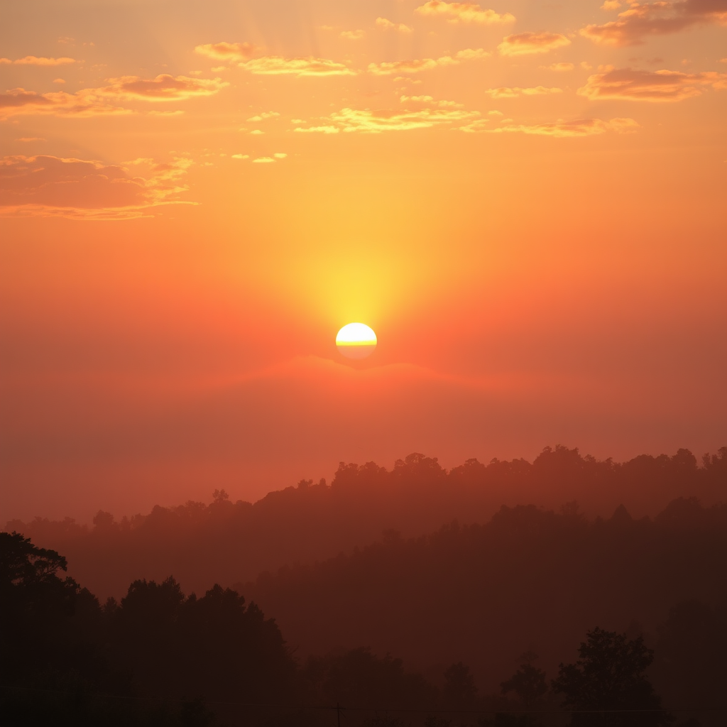 Sunrise over a calm landscape