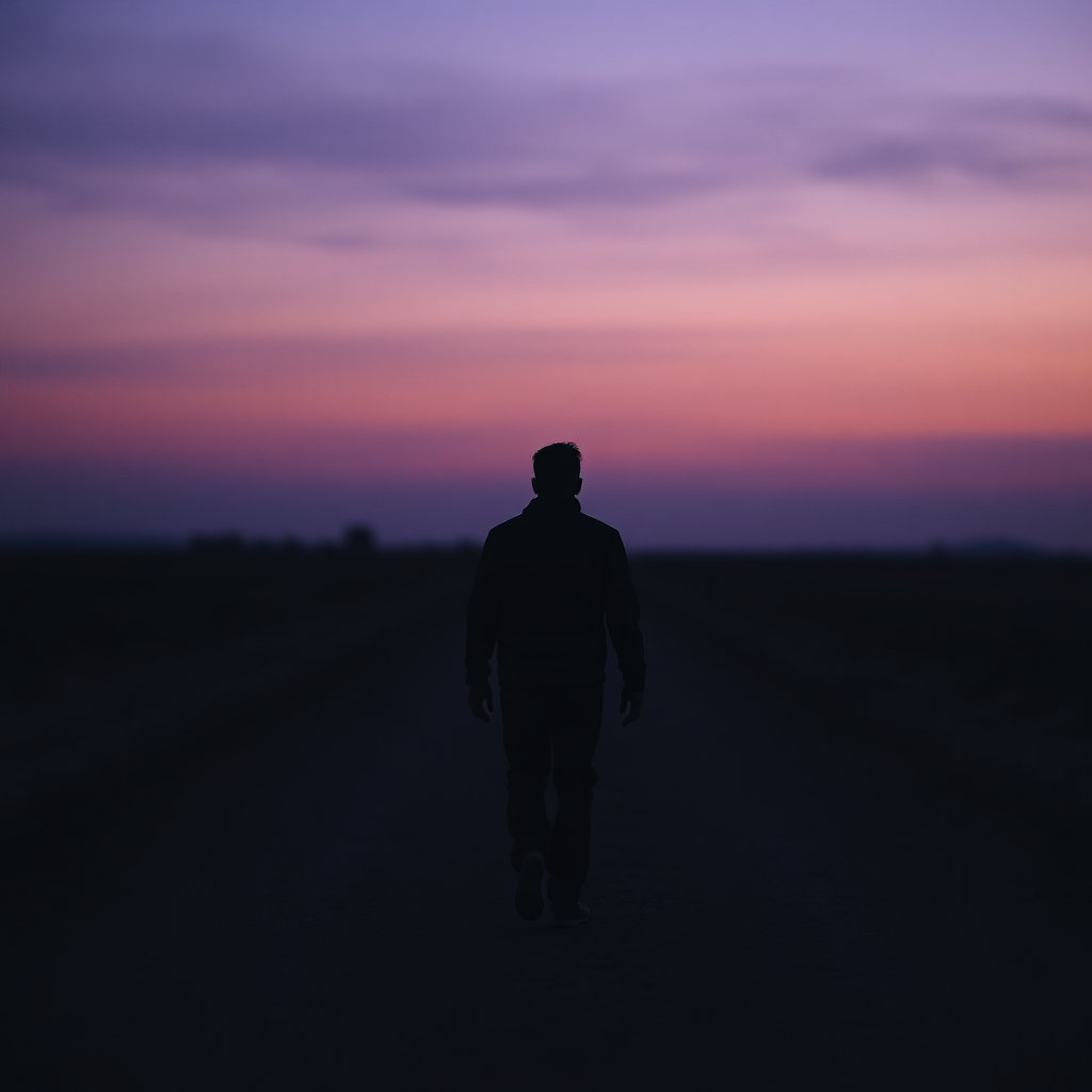 Lone figure walking a path