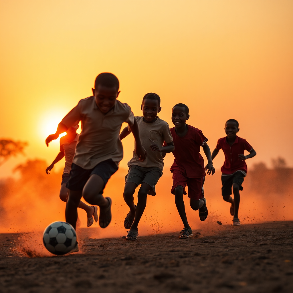 Kids playing football