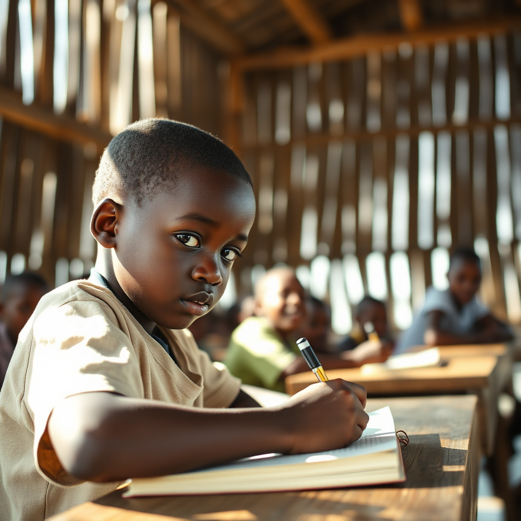 Children in a makeshift classroom