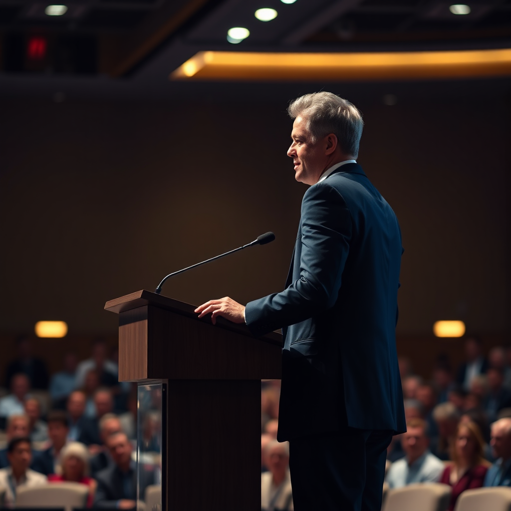 Man speaking at podium