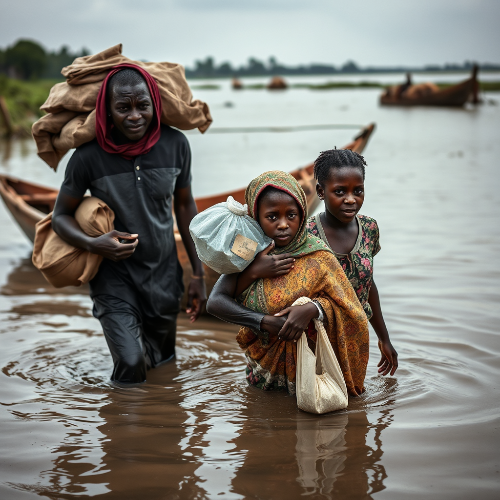 Displaced families receiving aid in Northern Nigeria