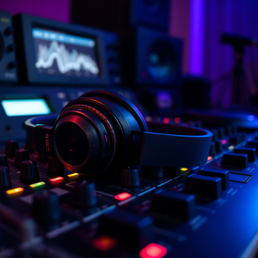 Music production gear close-up