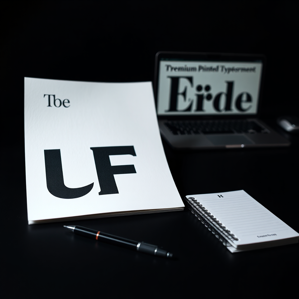 Typography and font specimen scene