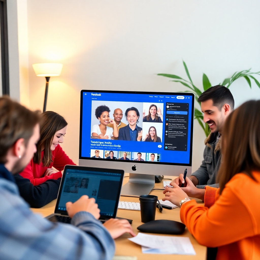 A dynamic community setting featuring a supportive group of users interacting online. Show users engaged in discussions on laptops and tablets, with speech bubbles displaying positive testimonials and support, set in a vibrant, collaborative environment.