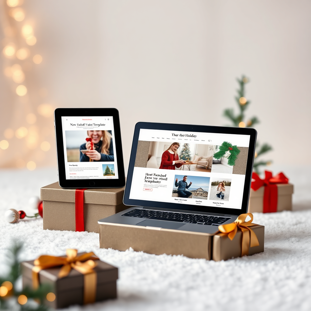 Premium holiday bundle packshot with elegant festive styling