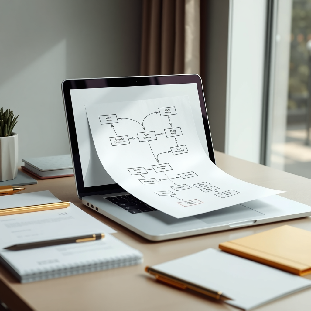 Funnel map diagram with evergreen and gold accents