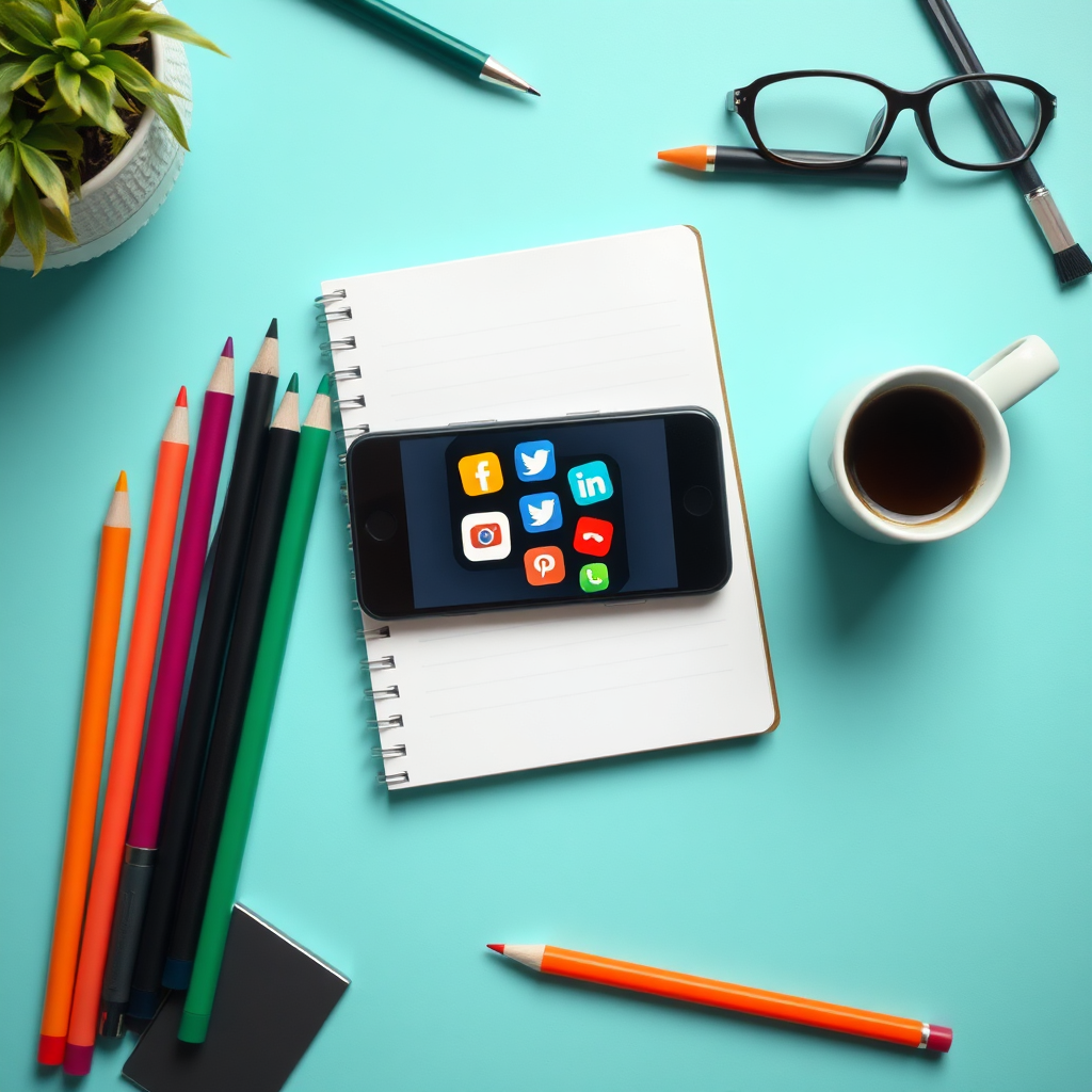 Article graphic: flat lay of writing tools and smartphone