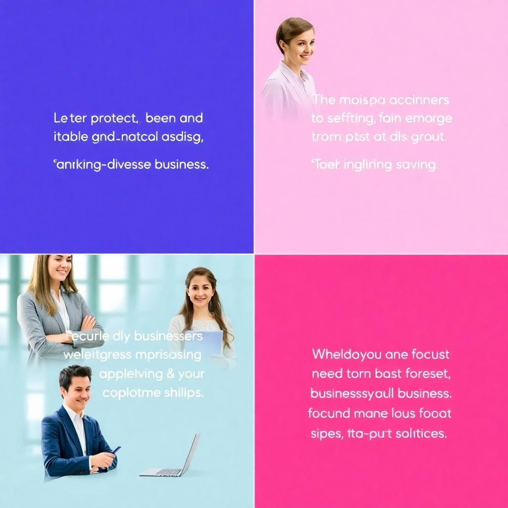 Show a collage of diverse businesses using our services, highlighting their size and different needs, all benefiting from our AI solutions.