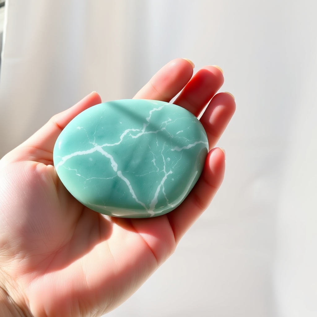 Polished teal-green Amazonite stone