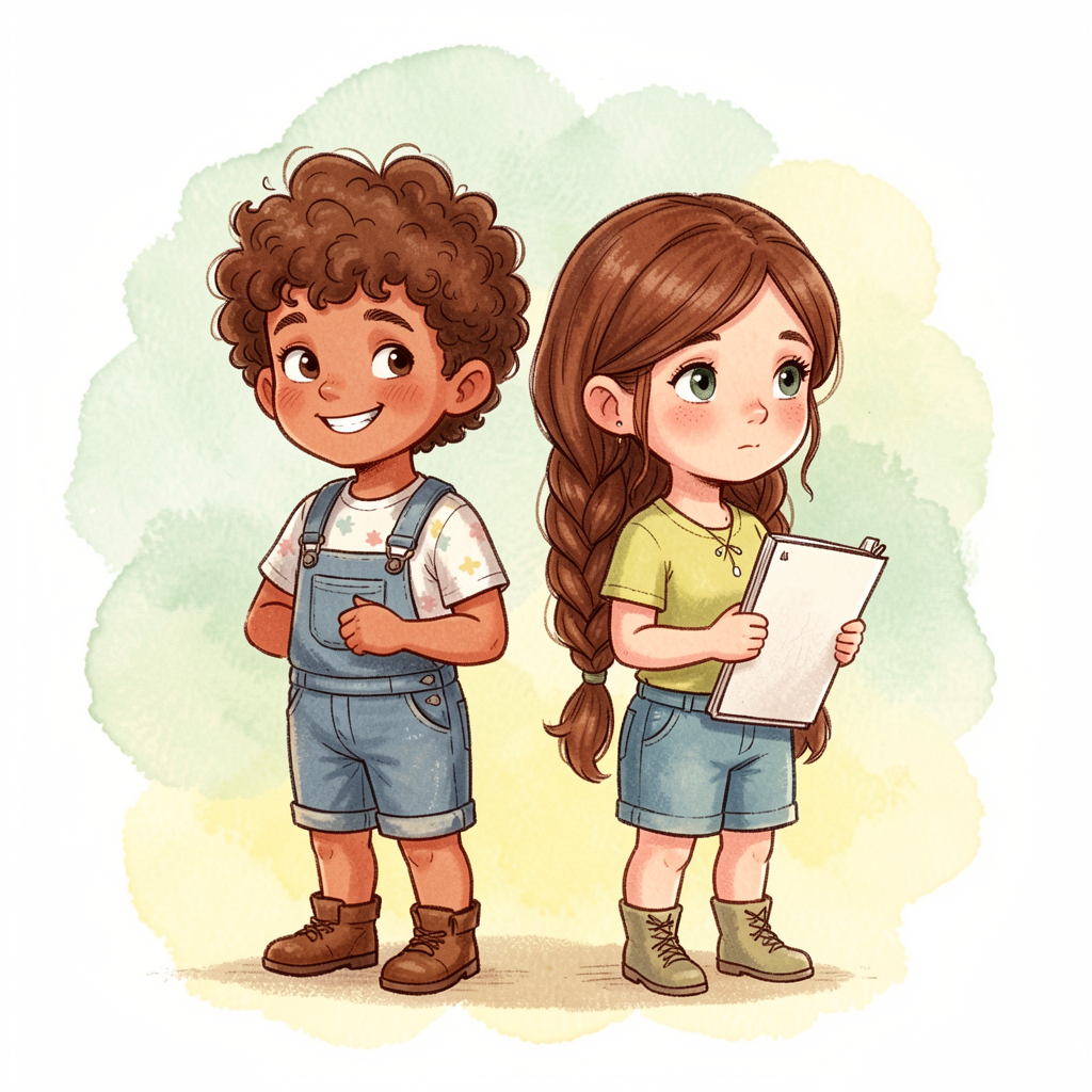 Illustration of the story's main characters, Leo and Mira.