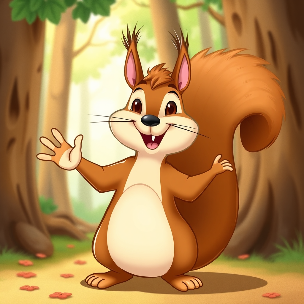 Ceviz the squirrel waving goodbye