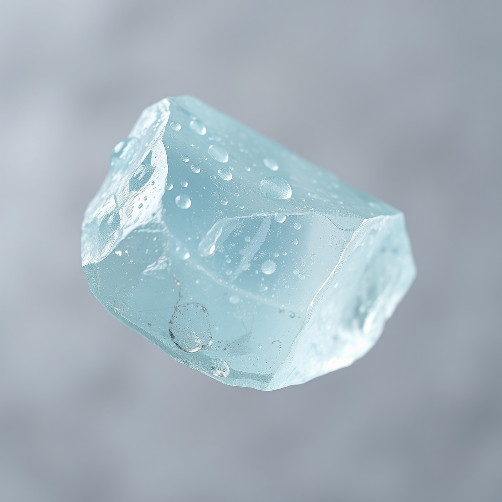 Clear Aquamarine crystal with water droplets