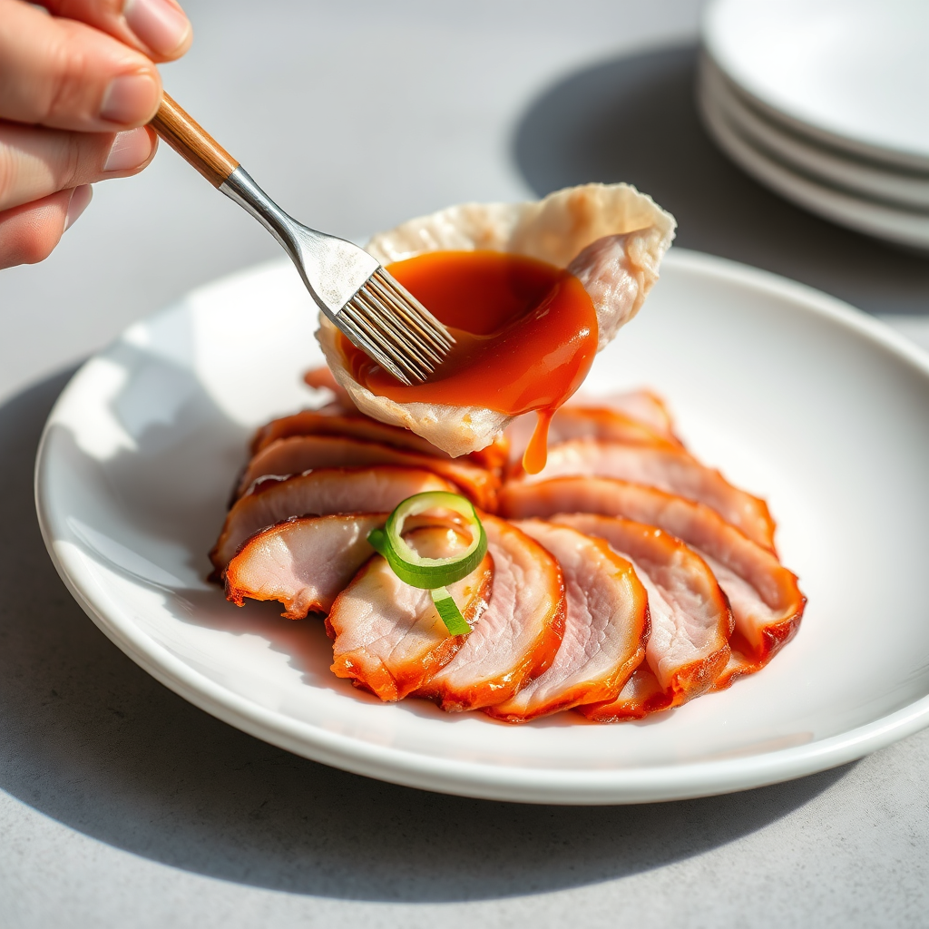 Sliced Peking Duck on a plate