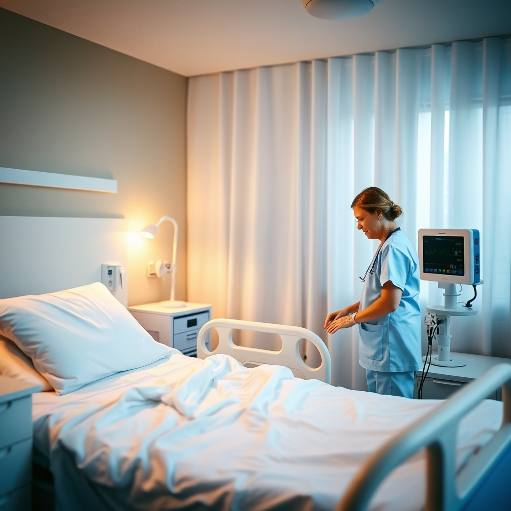 A peaceful hospital room.