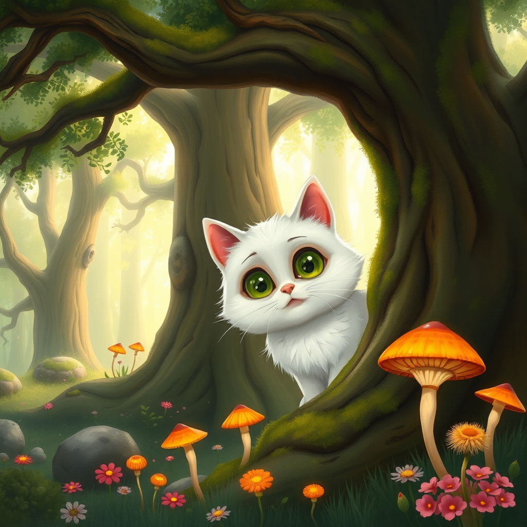 Pamuk the cat discovering the Whispering Forest