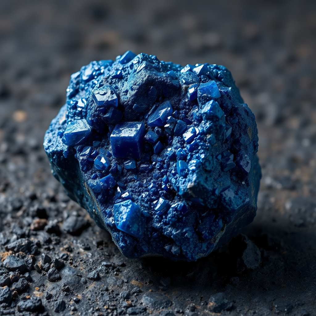 Raw Afganite stone showing deep blue color