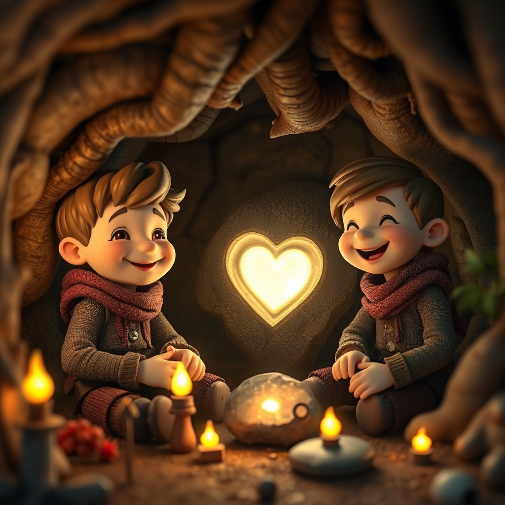 Happy Stone Crafters in their safe, glowing home.