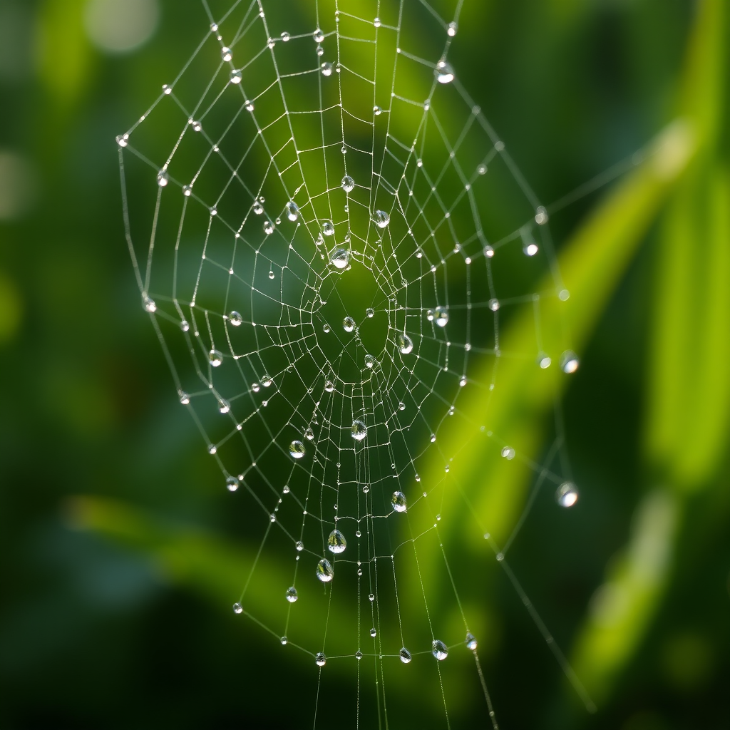 Dewdrops on a spiderweb