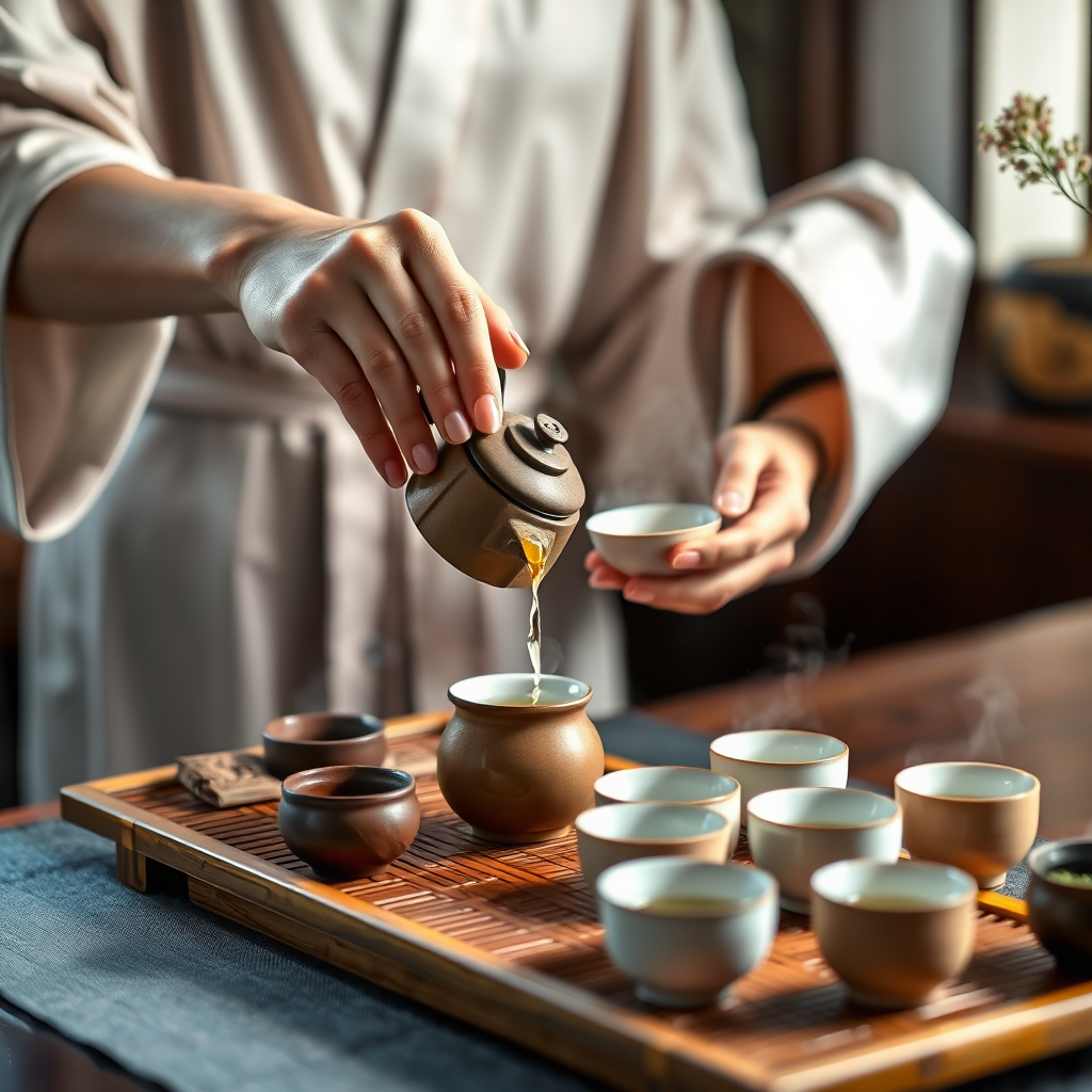 A traditional Chinese tea ceremony.
