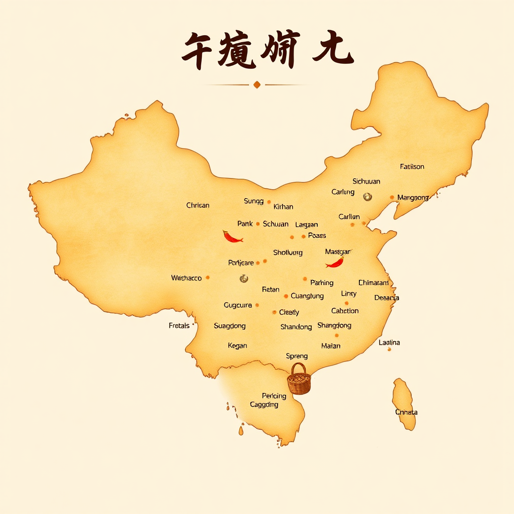 Illustrated map of China's 8 great cuisines