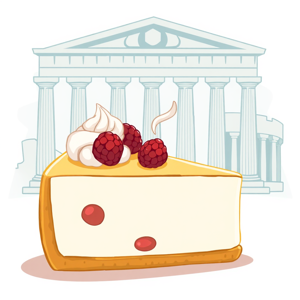 Renkli ve sevimli bir cheesecake dilimi illüstrasyonu