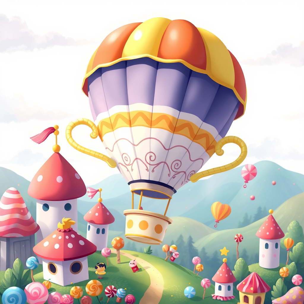 Example generated image of a teacup hot air balloon
