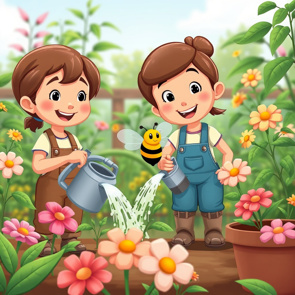 Maya helps gardeners