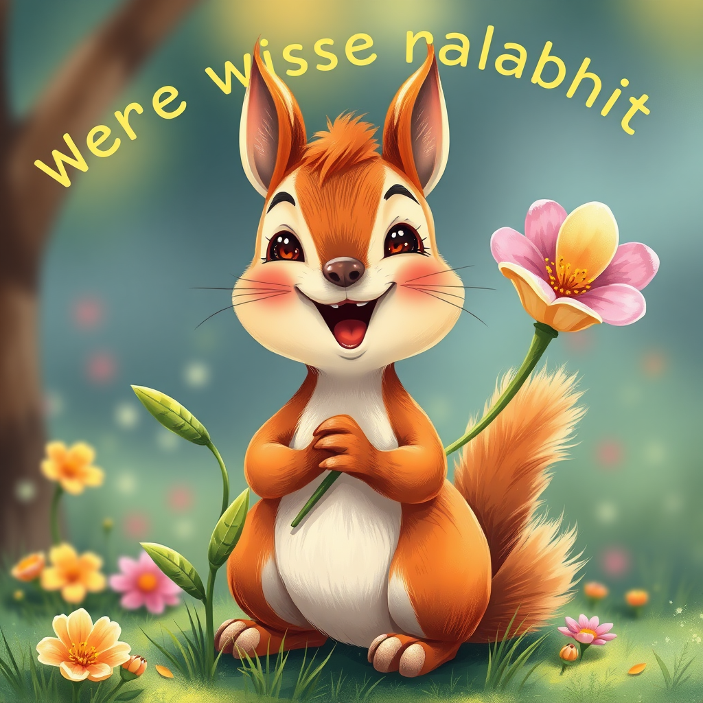 Happy squirrel celebrating
