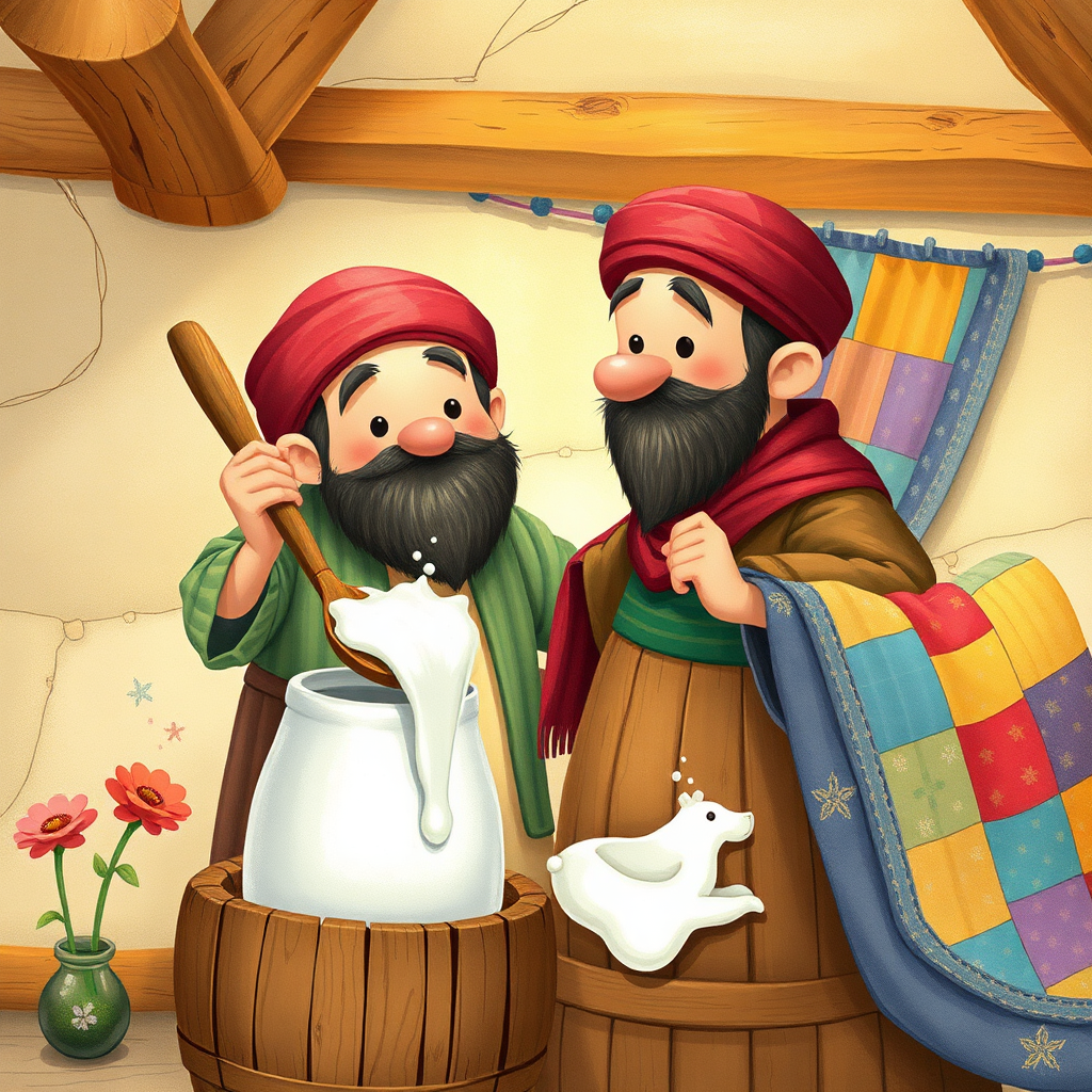 Nasrettin Hoca covering the milk barrel