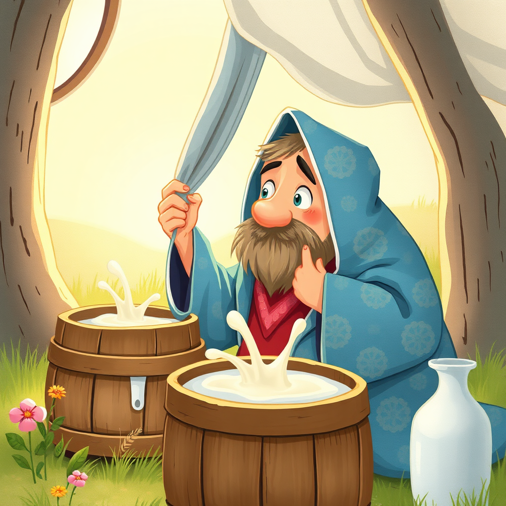 Nasrettin Hoca surprised by liquid milk
