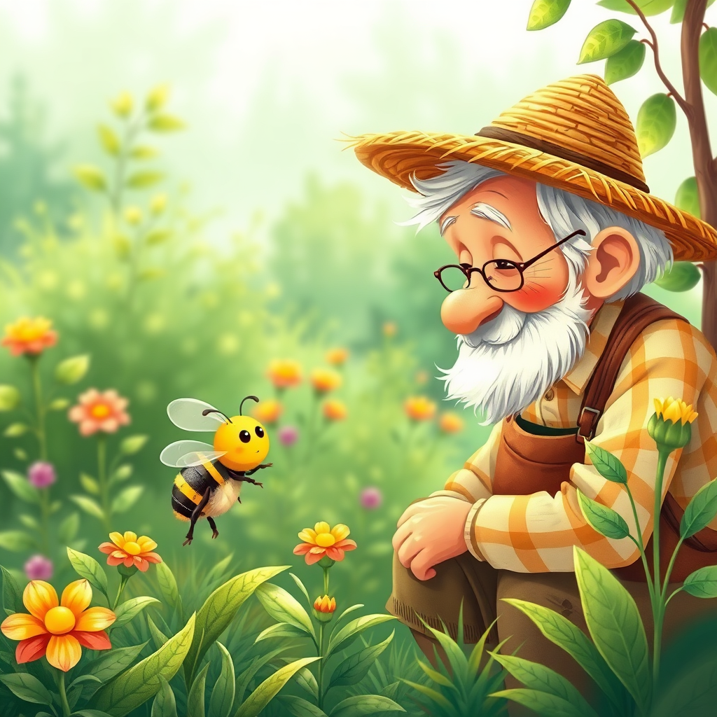 Gardener watching Maya the bee