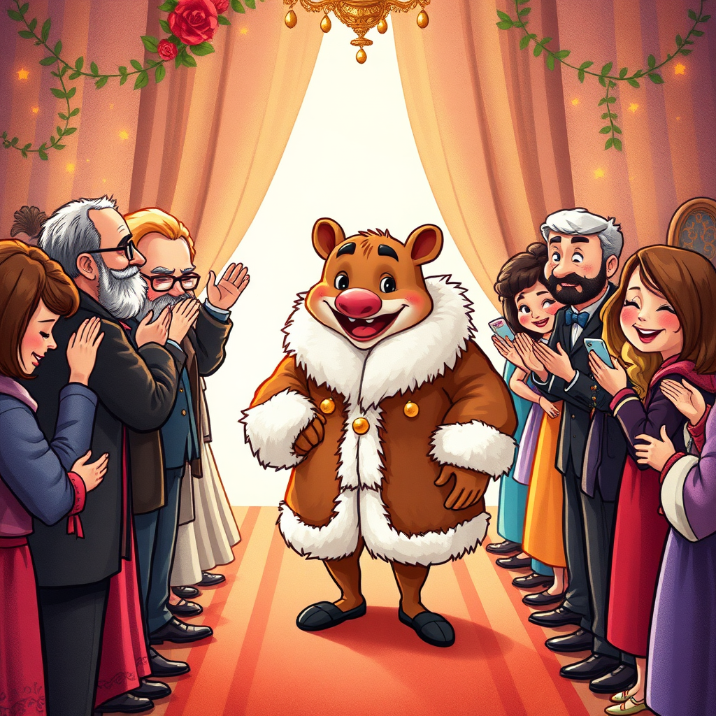 Welcomed warmly with his fur coat