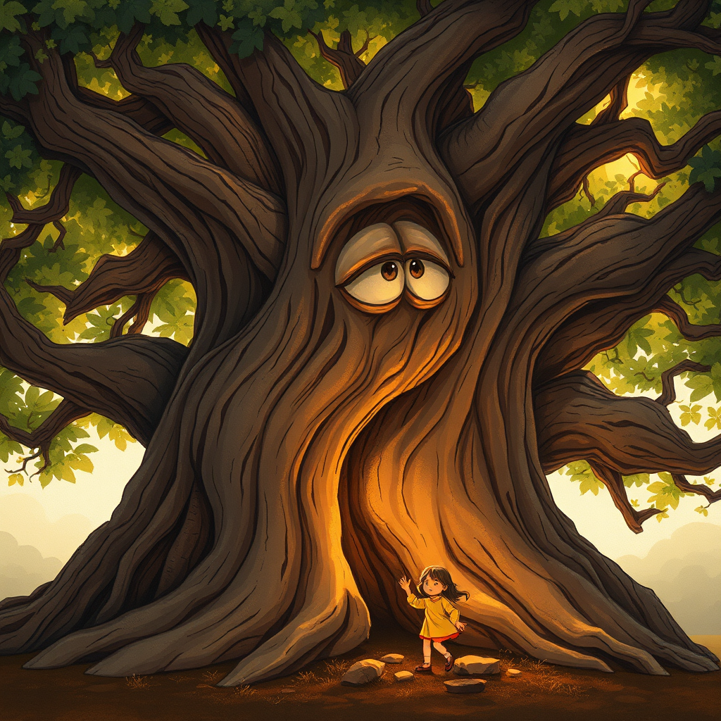 Ancient oak tree giving wisdom to Elif