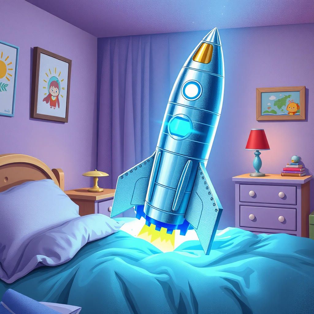 Alp's cardboard rocket transforming into a spaceship