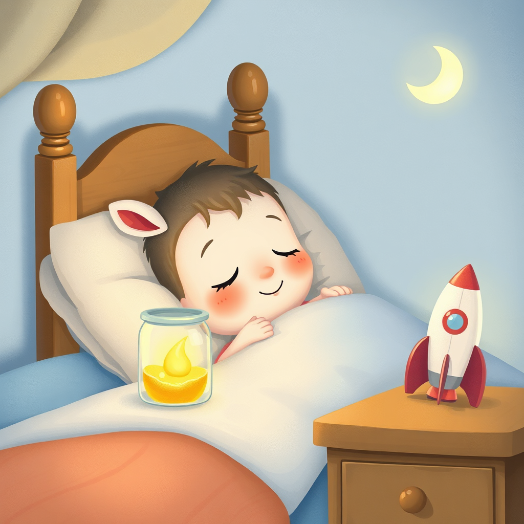 Alp sleeping with his glowing jar