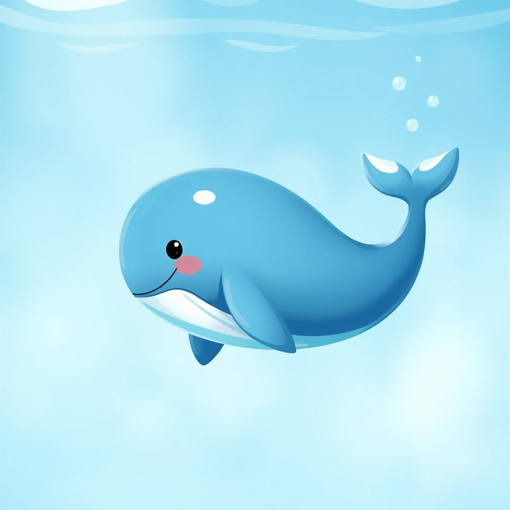 A friendly blue whale illustration for a children's book
