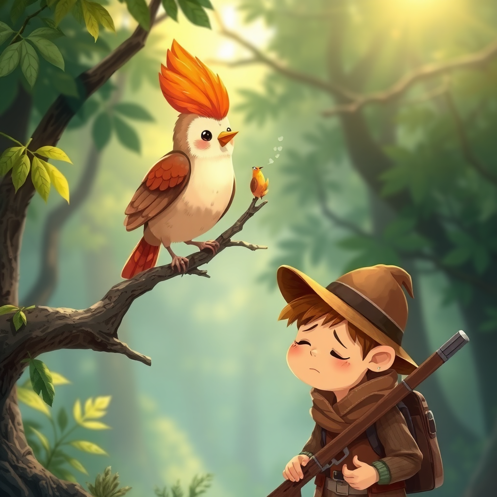 Wise bird teaching the hunter a lesson
