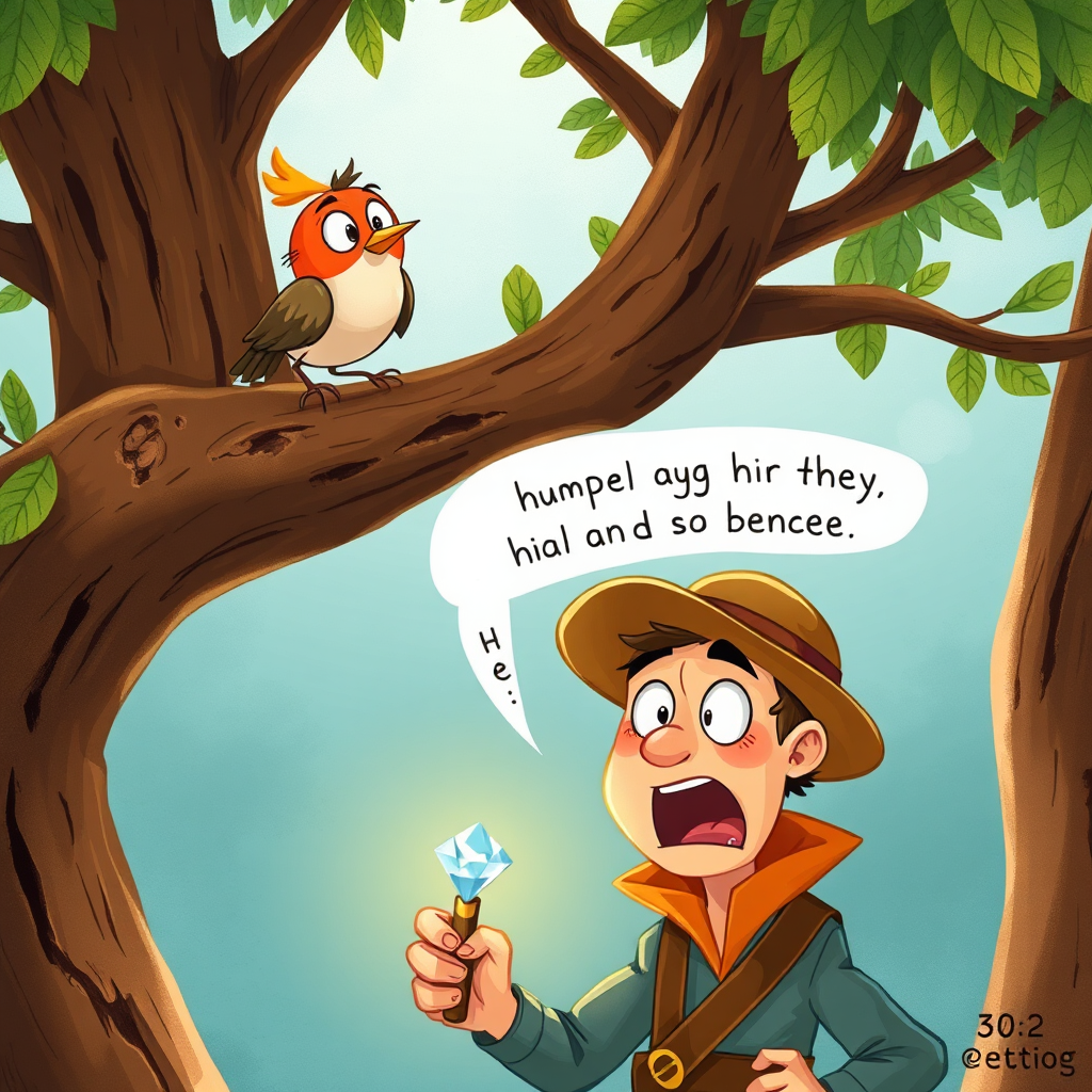 Hunter's shocked reaction to the bird's trick