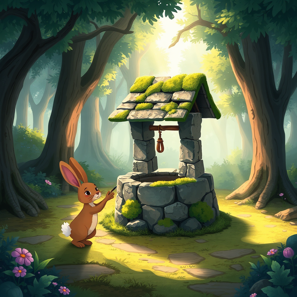 Ancient stone well in a forest clearing
