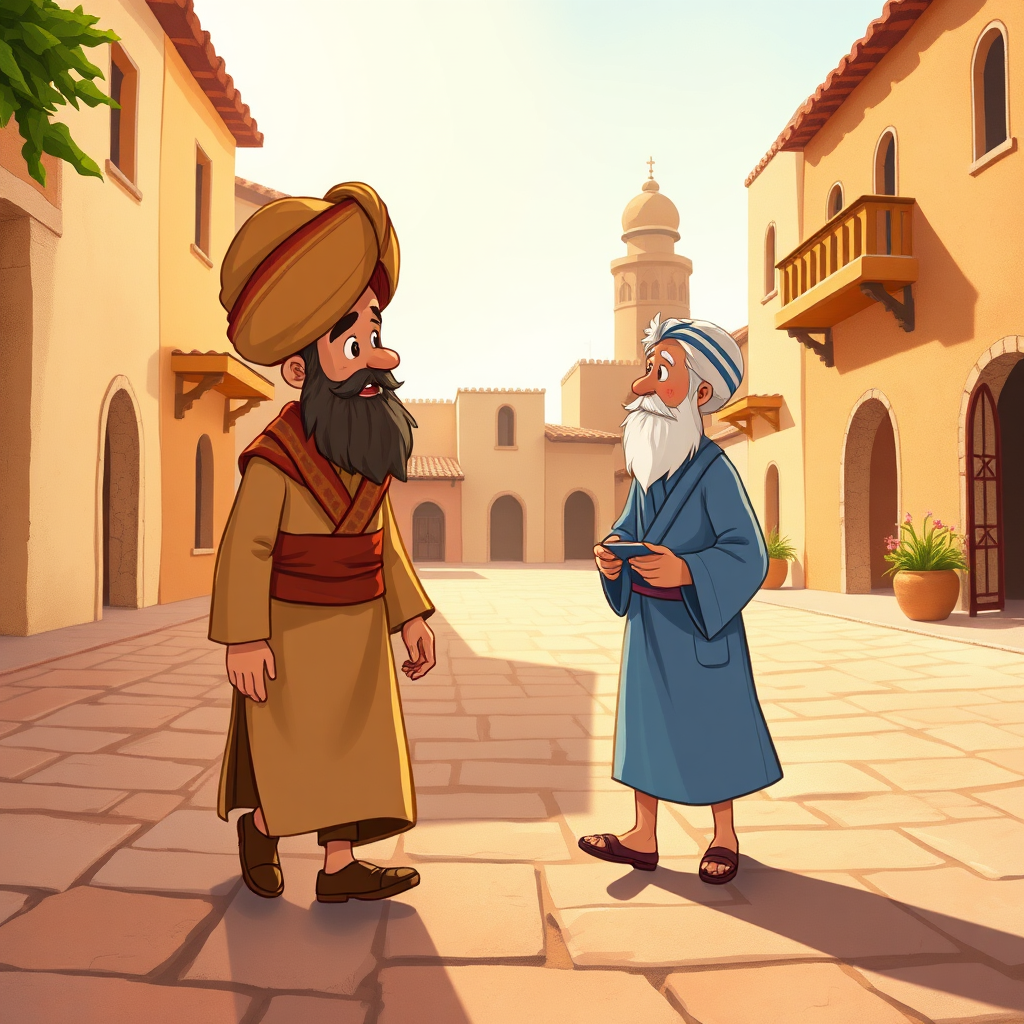 Villager approaching Nasrettin Hoca