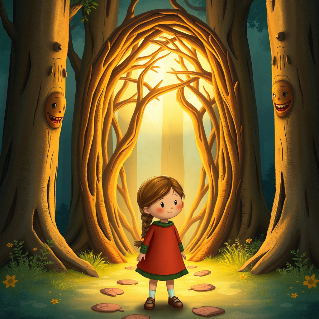 Elif entering the magical forest gate