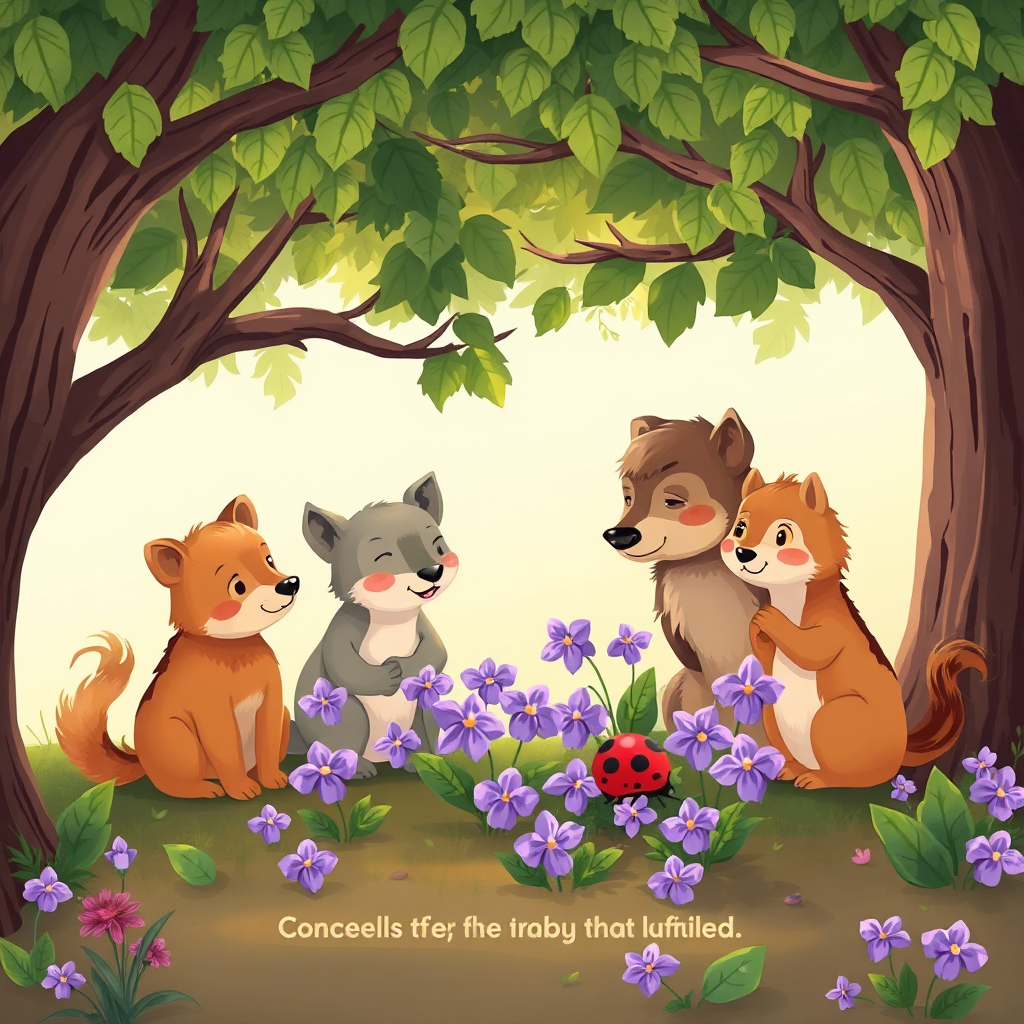 Friends picking violets