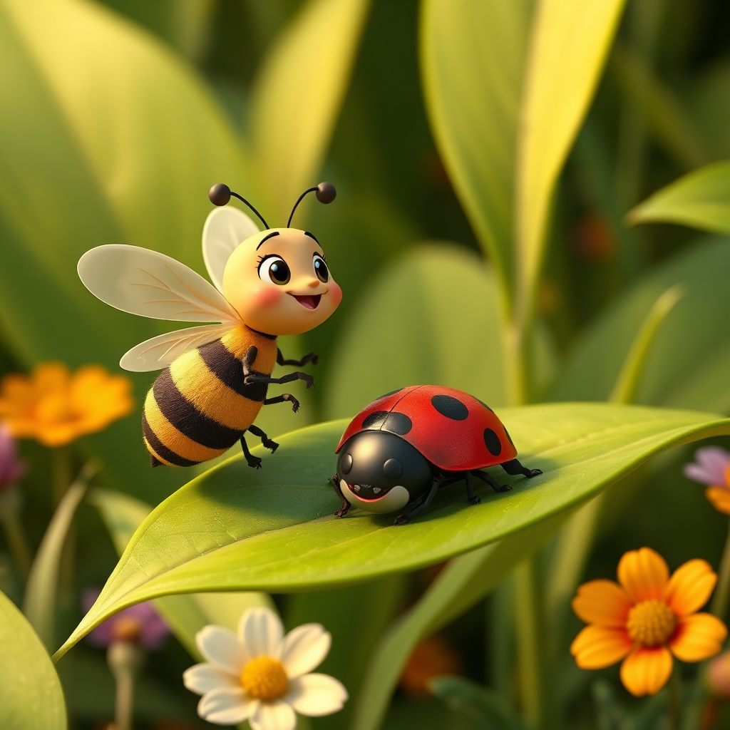 Maya meets a friendly ladybug