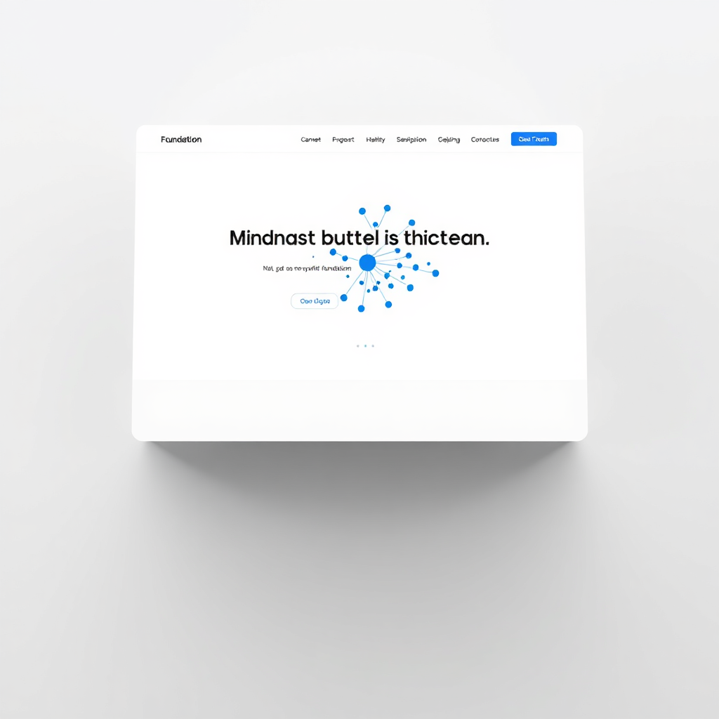 A minimalist website design concept showcasing a non-profit foundation's homepage. The layout is clean and uncluttered, with ample whitespace. The color palette uses shades of white and light gray for the background, complemented by a vibrant blue accent color for key elements such as buttons and links. The typography is modern and legible. The central image is a stylized representation of the foundation's mission, represented by interconnected nodes. The overall impression is one of clarity, professionalism, and innovation. The lighting is soft and diffused, creating a sense of calm and serenity. Camera angle is straight on. Style reference: Modern, minimalist web design. 4K resolution.