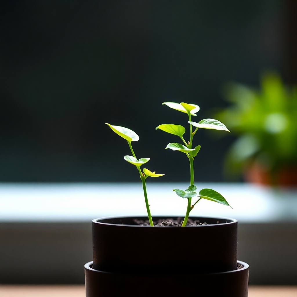 A photorealistic image of a growing plant in a pot to symbolize financial growth and stability. Bright colors and soft lighting should create a positive visual impression. Resolution: 4K