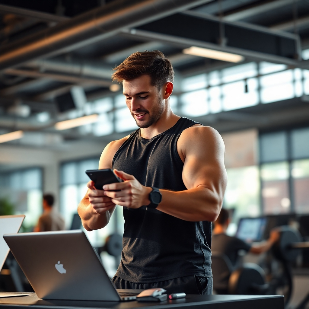A photorealistic image of a person actively working towards their goals.  The setting should be energetic and inspiring, possibly a modern office or gym, with a focus on achievement.  Resolution: 4K