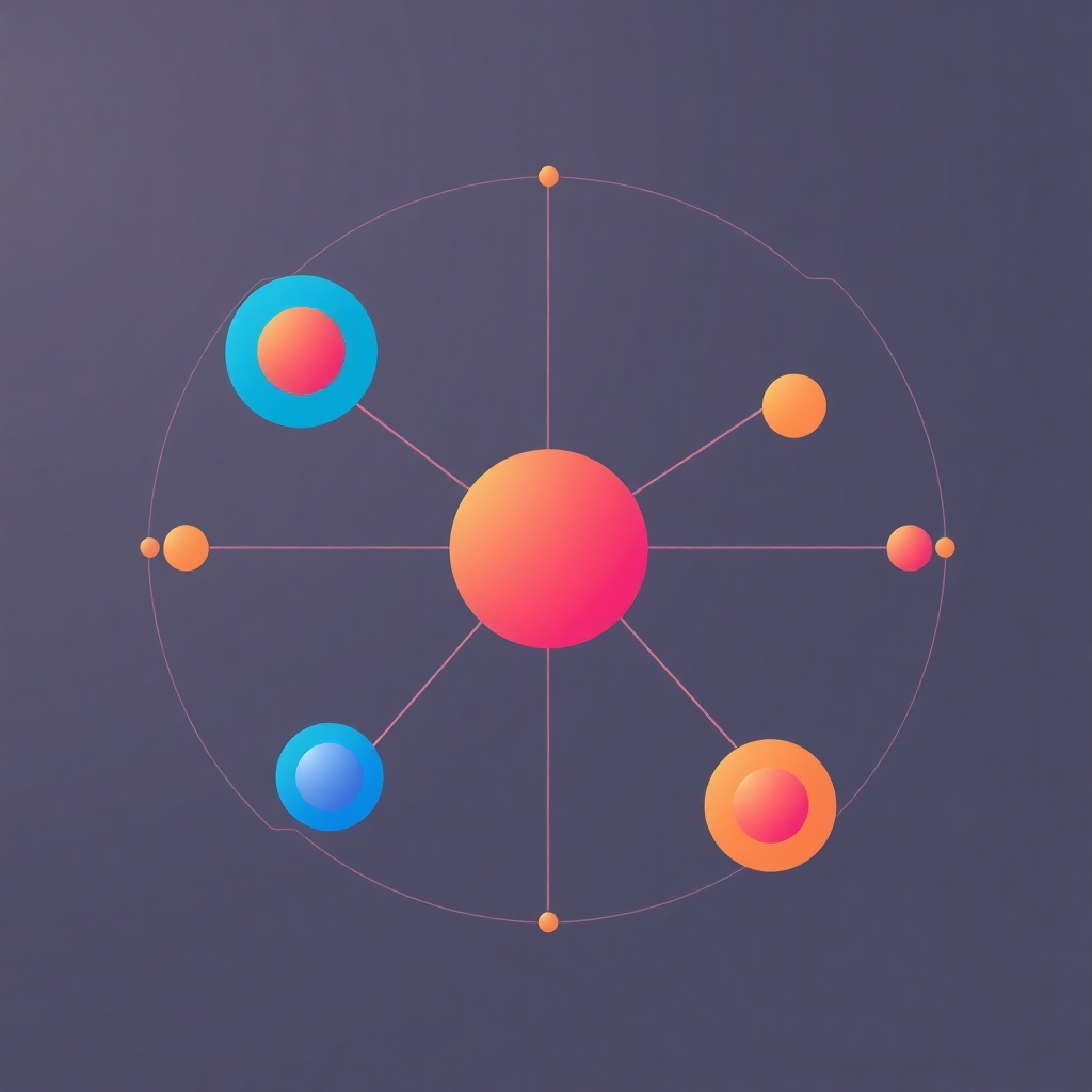 A stylized image showing interconnected circles representing effective communication. The colors should be bright and positive.  Style should be modern and clean. Resolution: 4K