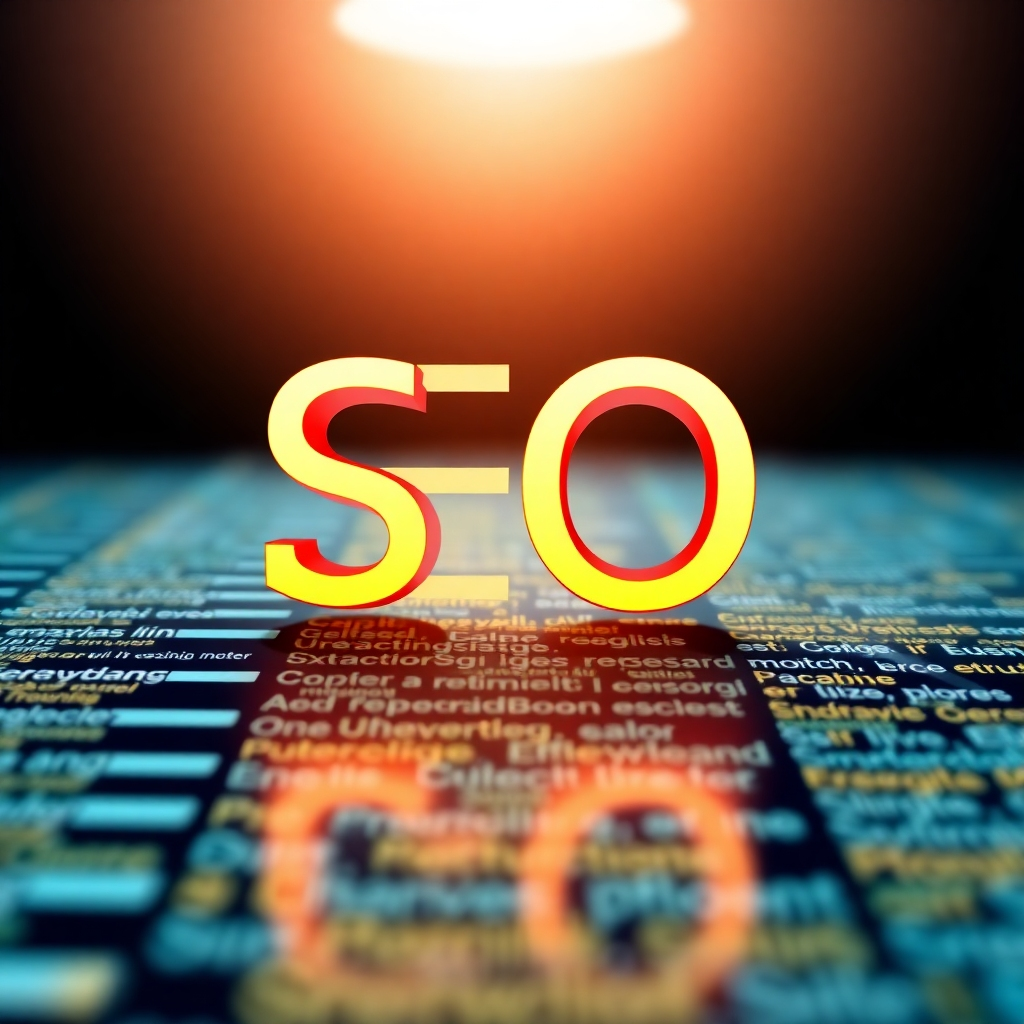 An image representing SEO optimization.  This could be an abstract visualization of search engine results pages, with her website at the top, or a graphic showcasing relevant keywords. The color palette should be clean and professional.  The lighting should be bright and clear.  The overall style should be professional and modern, suggesting technical expertise.