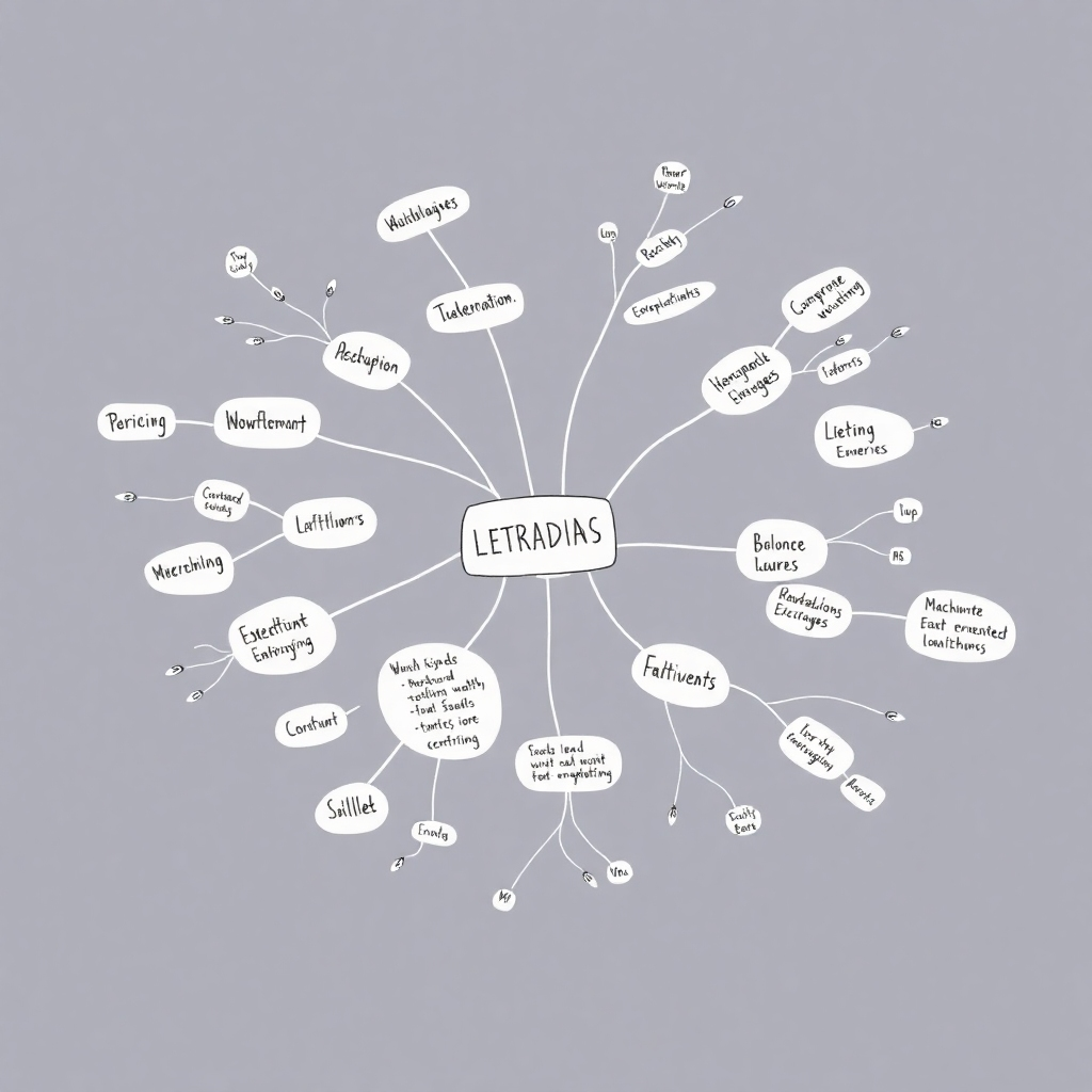 Generate a stylized image of a mind map built with sketchnoting techniques, illustrating the organization and flow of ideas. Incorporate keywords and visual elements to represent the topic. Style it with a dynamic, energetic visual representation. Aim for a clean and modern style using a blend of sharp lines and soft, rounded shapes.